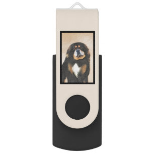 Tibetan Mastiff Painting - Cute Original Dog Art Flash Drive