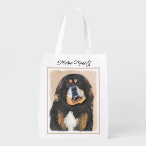 Tibetan Mastiff Painting _ Cute Original Dog Art G Grocery Bag