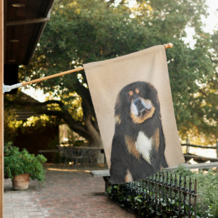 Tibetan Mastiff Painting - Cute Original Dog Art House Flag