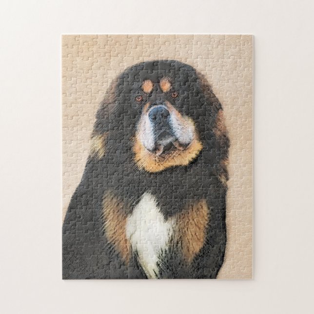 Tibetan Mastiff Painting - Cute Original Dog Art Jigsaw Puzzle (Vertical)