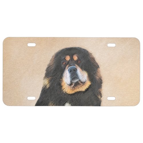 Tibetan Mastiff Painting _ Cute Original Dog Art License Plate