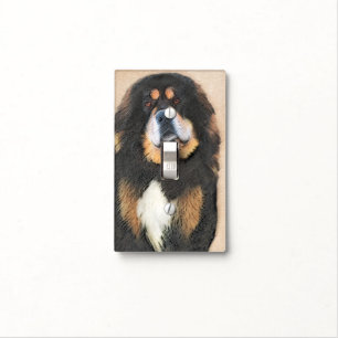 Tibetan Mastiff Painting - Cute Original Dog Art Light Switch Cover