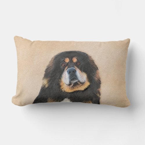 Tibetan Mastiff Painting _ Cute Original Dog Art Lumbar Pillow