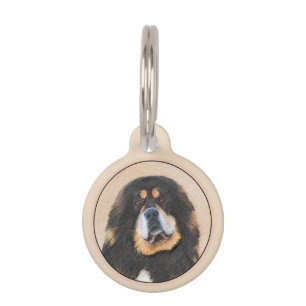 Tibetan Mastiff Painting - Cute Original Dog Art Pet ID Tag