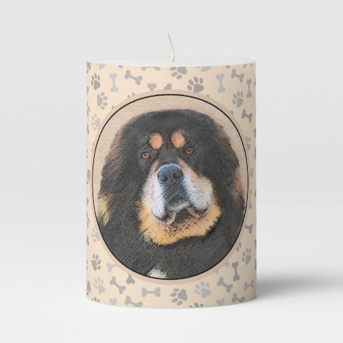 Tibetan Mastiff Painting _ Cute Original Dog Art Pillar Candle