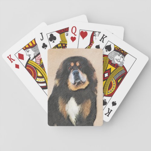 Tibetan Mastiff Painting _ Cute Original Dog Art Playing Cards