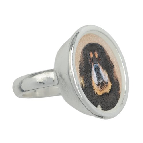 Tibetan Mastiff Painting _ Cute Original Dog Art Ring