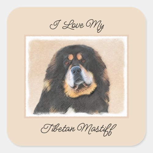Tibetan Mastiff Painting _ Cute Original Dog Art S Square Sticker