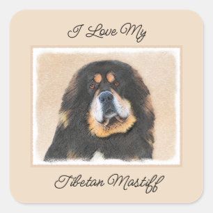 Tibetan Mastiff Painting - Cute Original Dog Art S Square Sticker