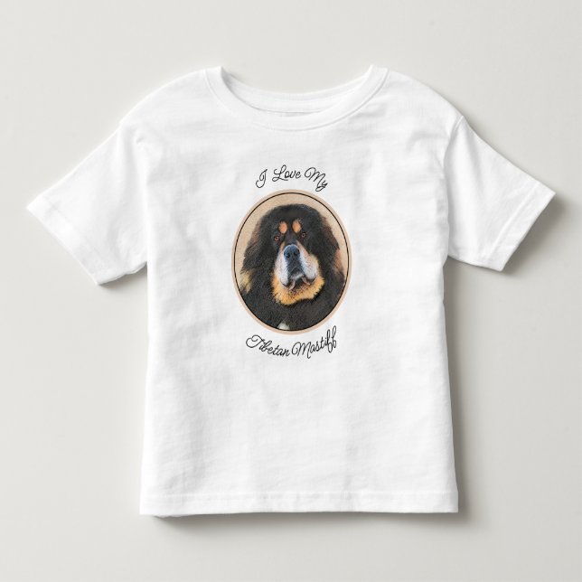 Tibetan Mastiff Painting - Cute Original Dog Art Toddler T-shirt (Front)