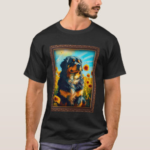 Tibetan Mastiff Painting Sunflower Flower Mom Wome T-Shirt