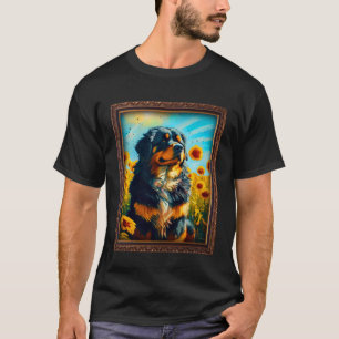 Tibetan Mastiff Painting Sunflower Flower Mom Wome T-Shirt