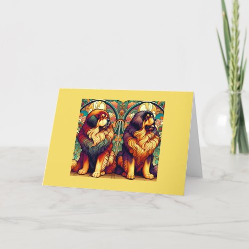 Tibetan Mastiff Pair Colorful Blank Card