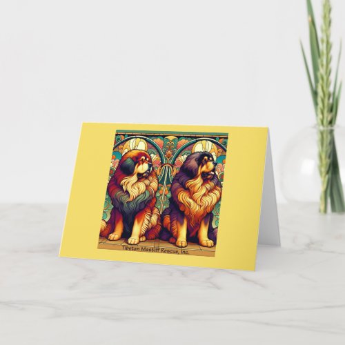 Tibetan Mastiff Pair Colorful Blank Card