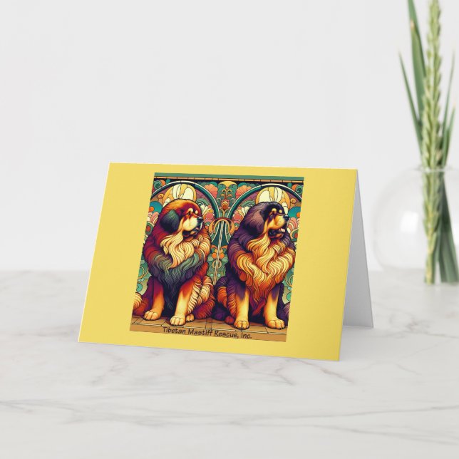 Tibetan Mastiff Pair (Colorful) Blank Card (Front)