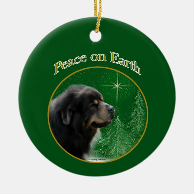 Tibetan Mastiff Peace Ceramic Ornament (Front)