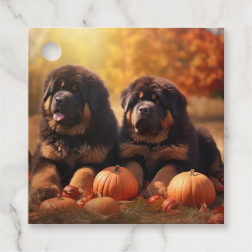 Tibetan Mastiff Puppy Autumn Delight Pumpkin  Favor Tags