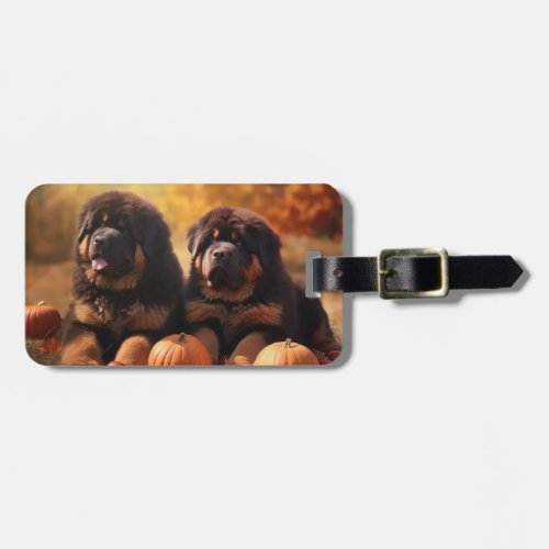 Tibetan Mastiff Puppy Autumn Delight Pumpkin  Luggage Tag