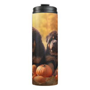 Tibetan Mastiff Puppy Autumn Delight Pumpkin Thermal Tumbler