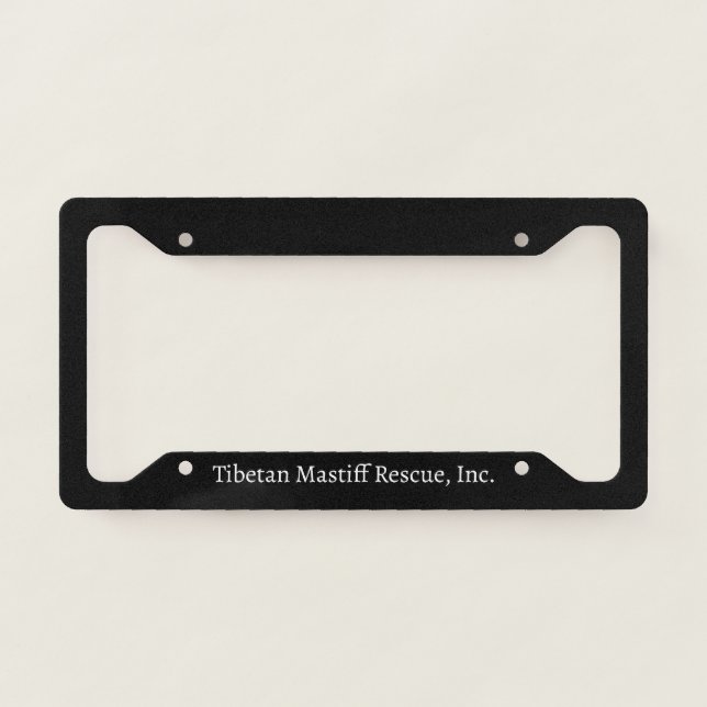 Tibetan Mastiff Rescue, Inc. Black  License Plate Frame (Front)