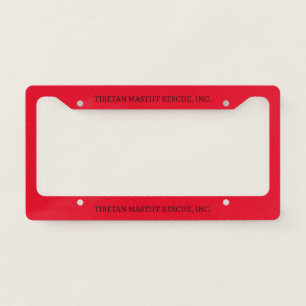 TIBETAN MASTIFF RESCUE INC RED LICENSE PLATE FRAME