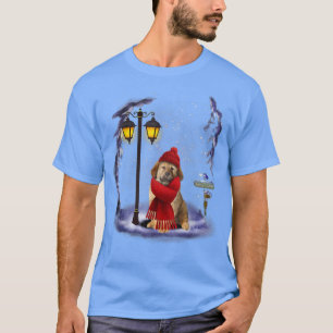 Tibetan Mastiff Santa Snow Christmas Light Winter  T-Shirt