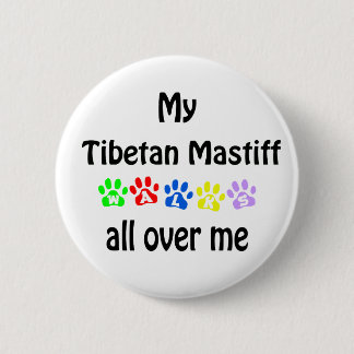 Tibetan Mastiff Walks Design Pinback Button