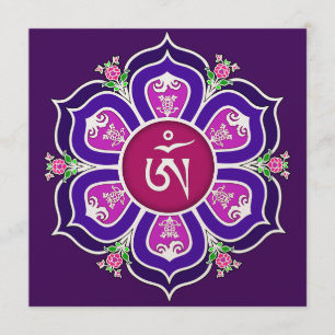 Tibetan Om in Lotus Throne Mandala Invitation