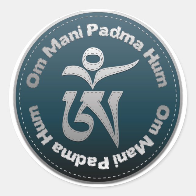 Tibetan Om Stitch Classic Round Sticker (Front)