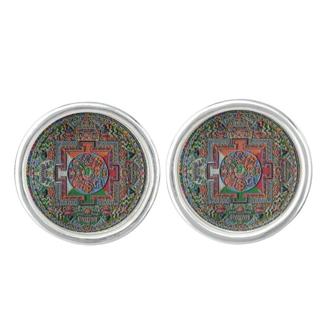Tibetan Sand Mandala Cufflinks (Front)