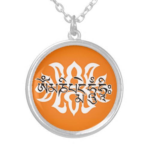 Tibetan Six True Word MantraOm Ma Ni Pad Me Hum Silver Plated Necklace