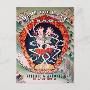 Tibetan Skeletons Dancing Save The Date Postcard by Anything_Goes at Zazzle
