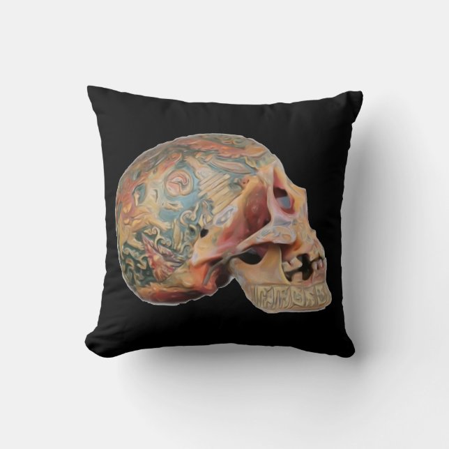 Tibetan skull throw pillow (Front)
