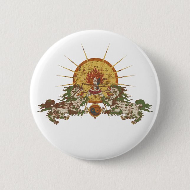 Tibetan Snow Lion Button (Front)