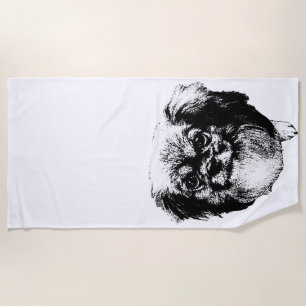 Tibetan Spaniel Beach Towel – Ink Line Art