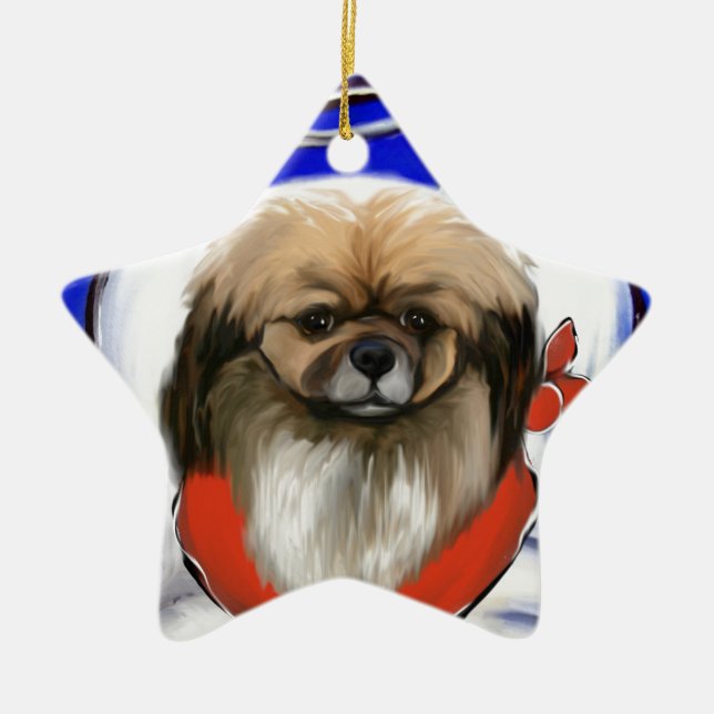 Tibetan Spaniel Ceramic Ornament (Front)