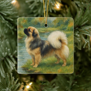 Tibetan Spaniel Ceramic Ornament