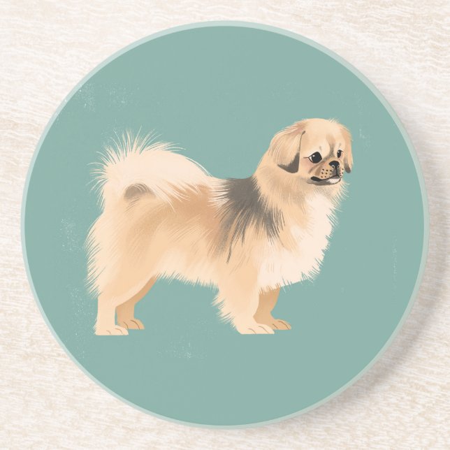 Tibetan Spaniel (Cream Color) Coaster (Front)