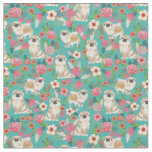 Tibetan Spaniel cute dog vintage florals Fabric