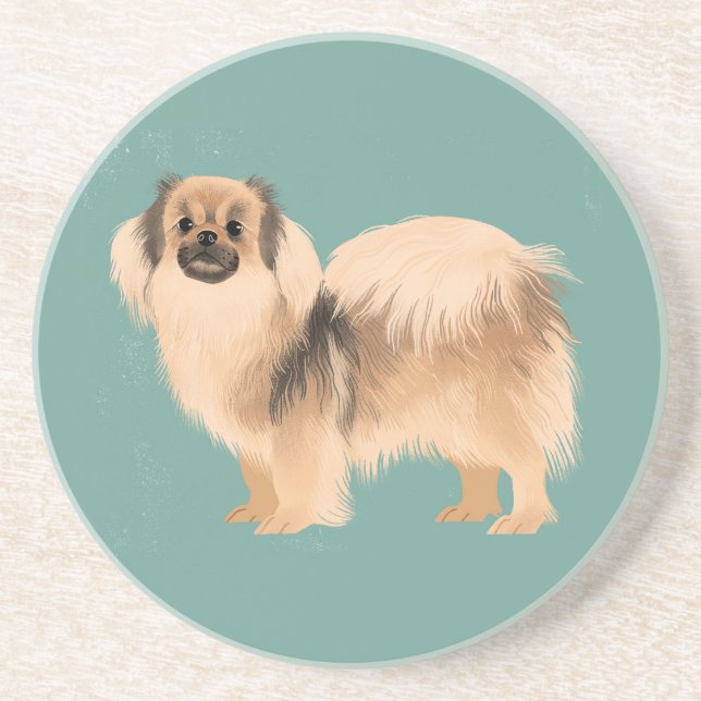 Tibetan Spaniel (Dark Sable Color) Coaster (Front)