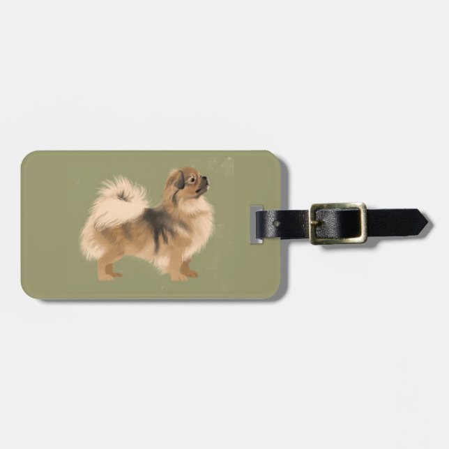 Tibetan Spaniel (Dark Sable) Luggage Tag  (Front Horizontal)