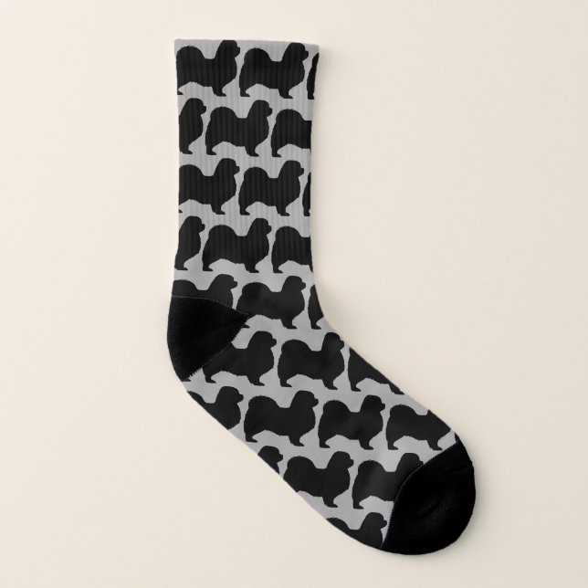Tibetan Spaniel Dog Breed Silhouettes Pattern Socks (Left Inside)