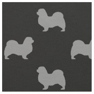 Tibetan Spaniel Dog Breed Silhouettes Patterned Fabric