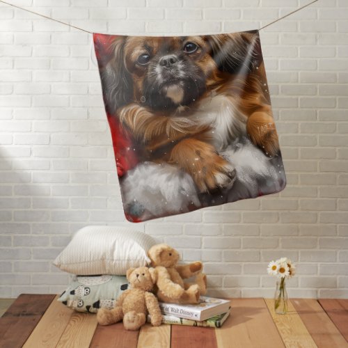 Tibetan Spaniel Dog Christmas Festive Baby Blanket