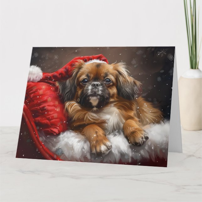 Tibetan Spaniel Dog Christmas Festive Card (Front)