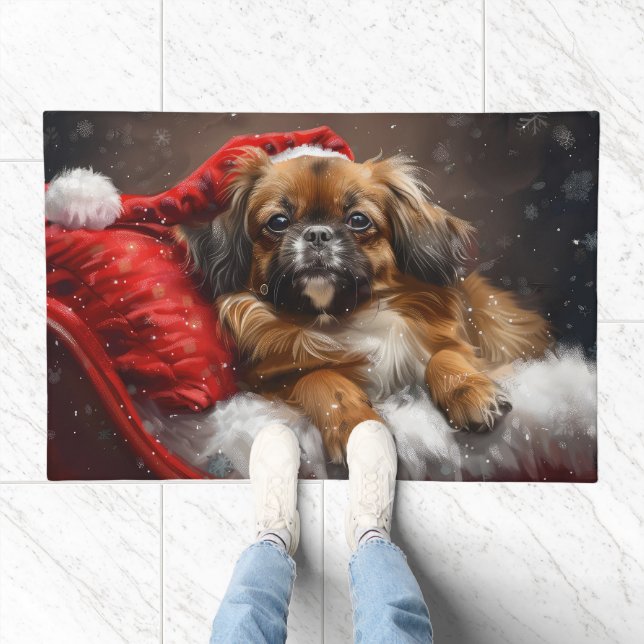 Tibetan Spaniel Dog Christmas Festive Doormat (Indoor)
