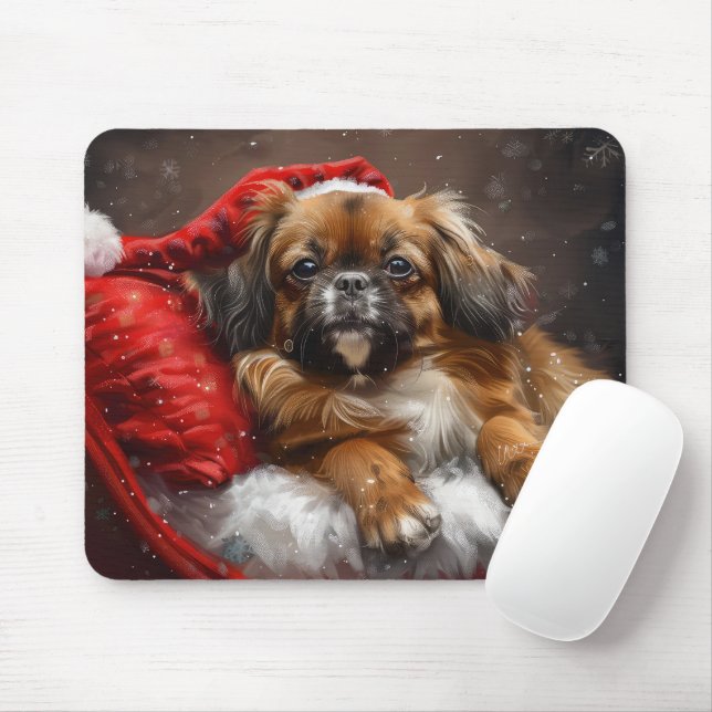 Tibetan Spaniel Dog Christmas Festive Mouse Pad (With Mouse)