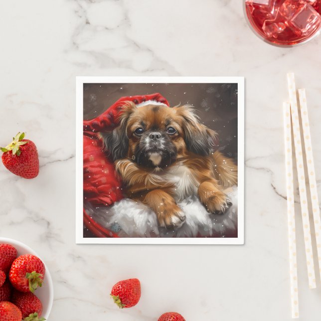 Tibetan Spaniel Dog Christmas Festive Napkins (Insitu)