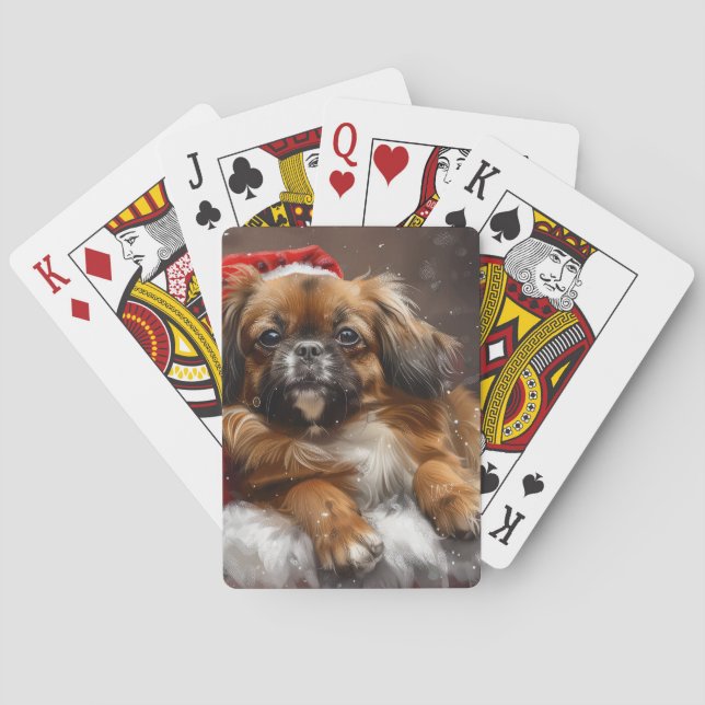Tibetan Spaniel Dog Christmas Festive Poker Cards (Back)