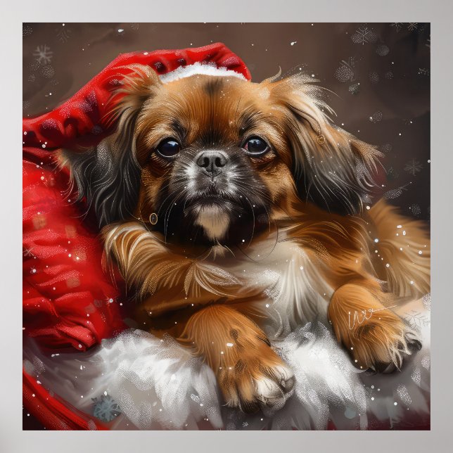 Tibetan Spaniel Dog Christmas Festive Poster (Front)